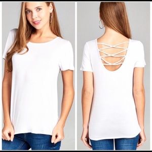 White Cross Back Top